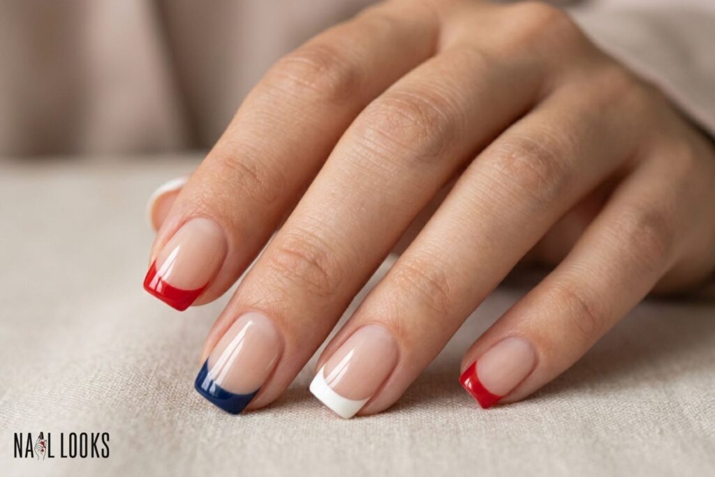 Classic Red, White, and Blue French Tips