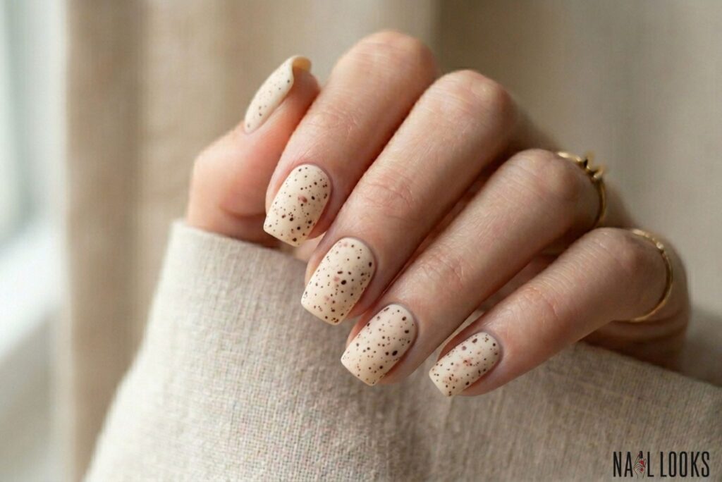 Cute Easter Acrylic Nails with Speckled Egg Design