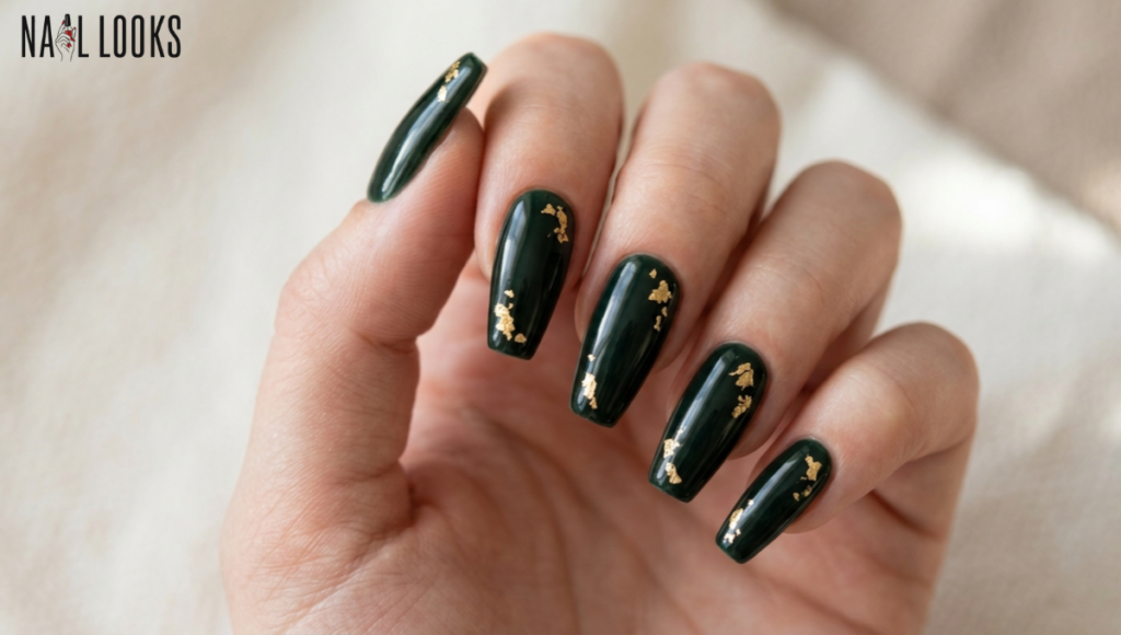 Dark Green with Gold Flakes