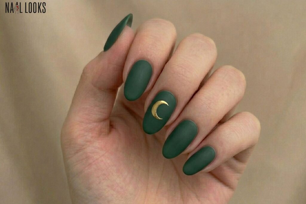 Forest Green Matte with Gold Moon