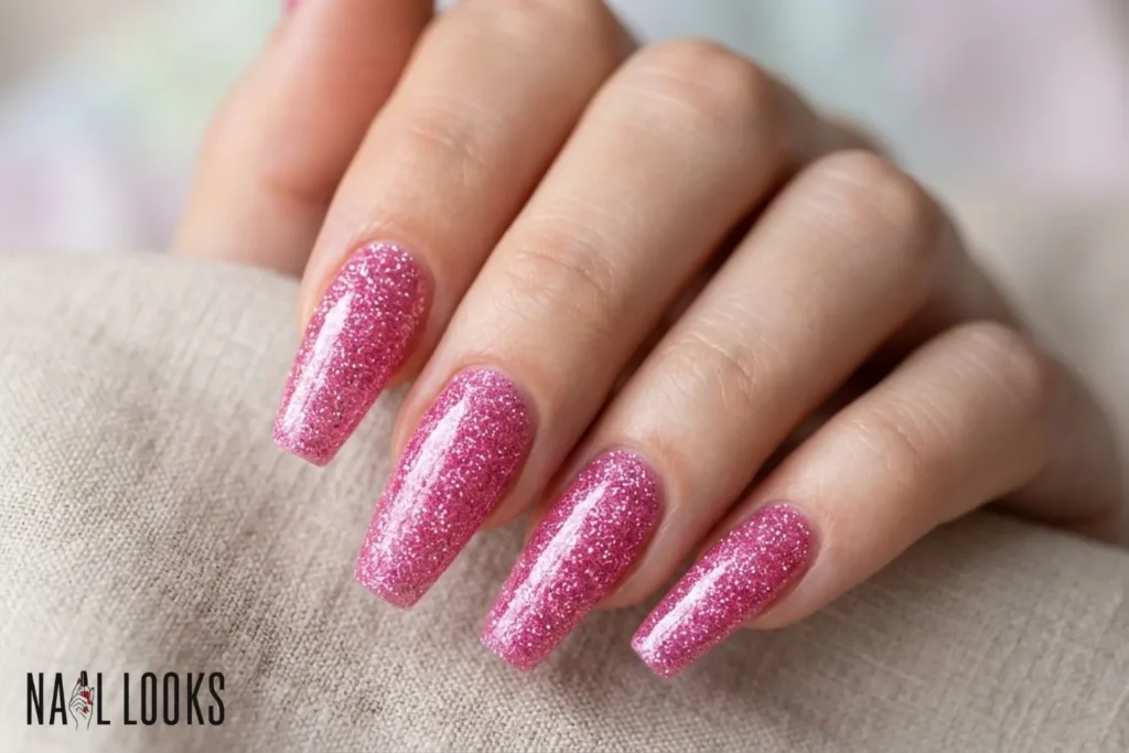 Glitter Bomb Pink Nails