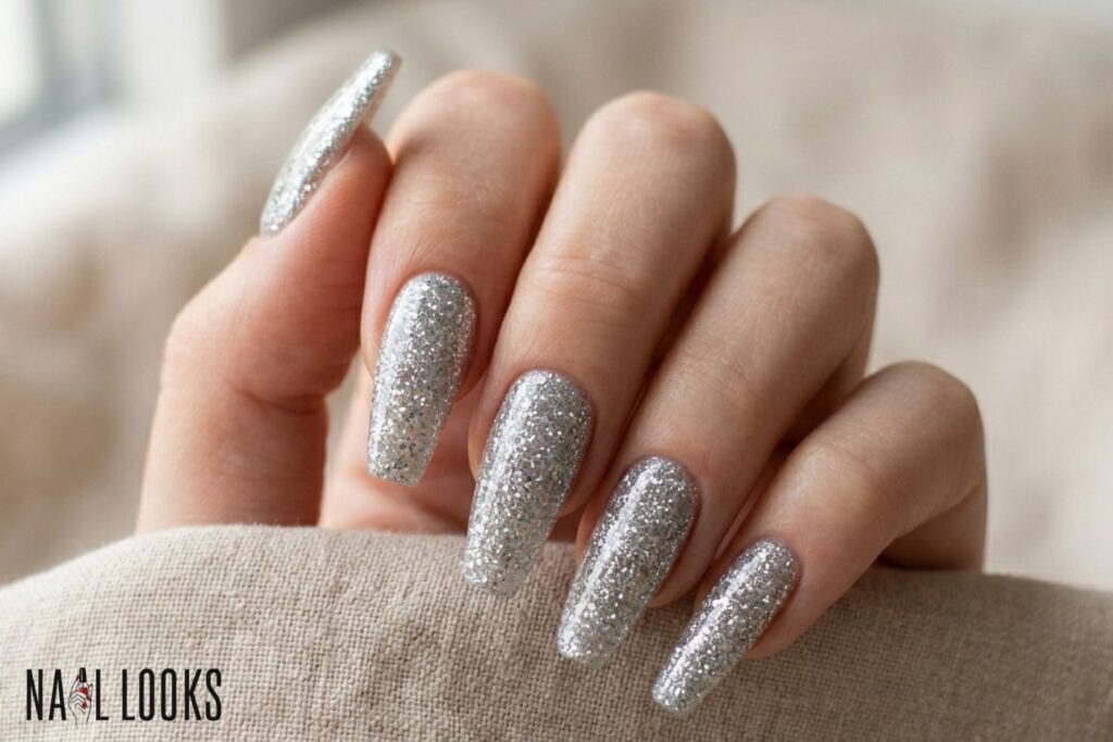 Glitter Prom Nail Designs — Full Sparkle Coffin
