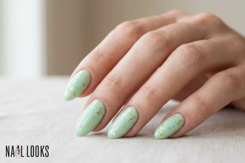 Mint Green with Gold Foil Flakes