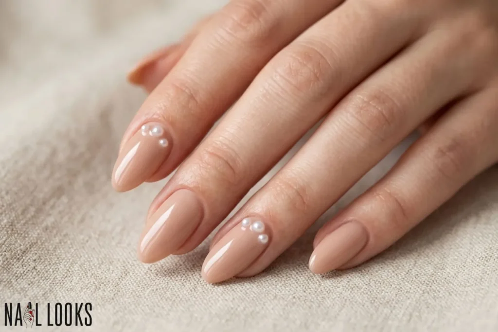 Nude Nails with Small Pearls