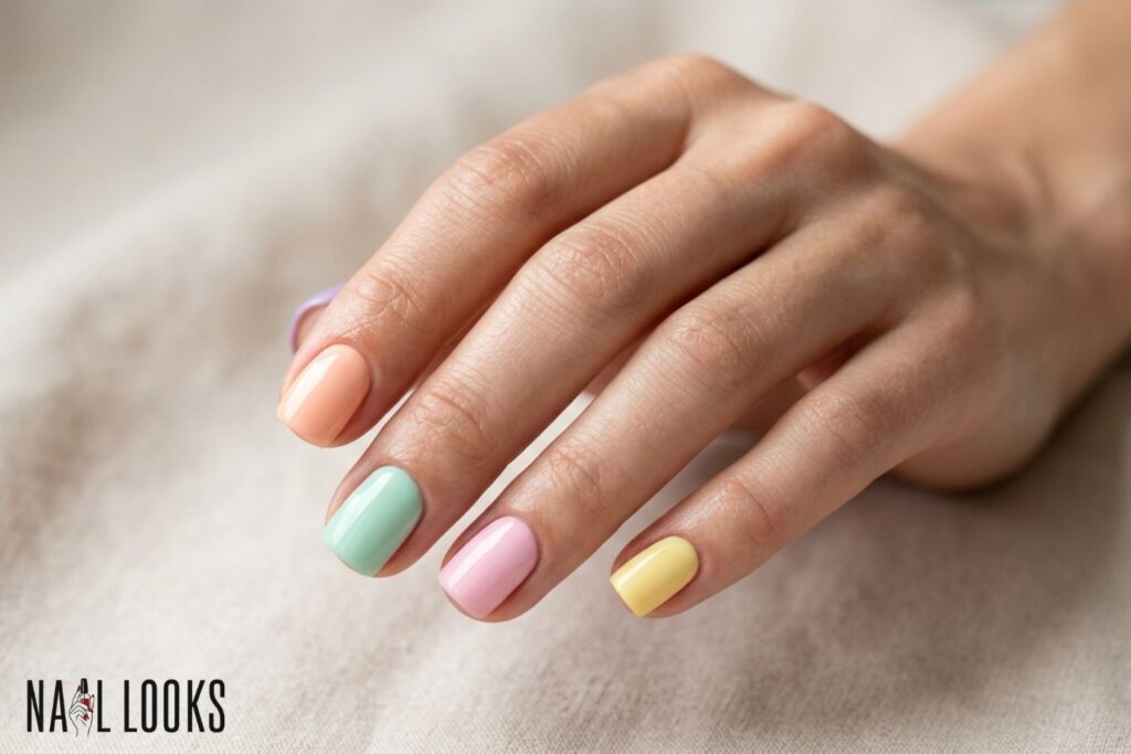 Pastel Easter Nail Ideas — One Color Per Finger