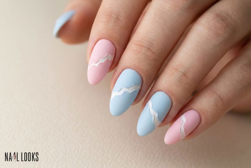 Pastel Paper Nails with Torn Edge Effect