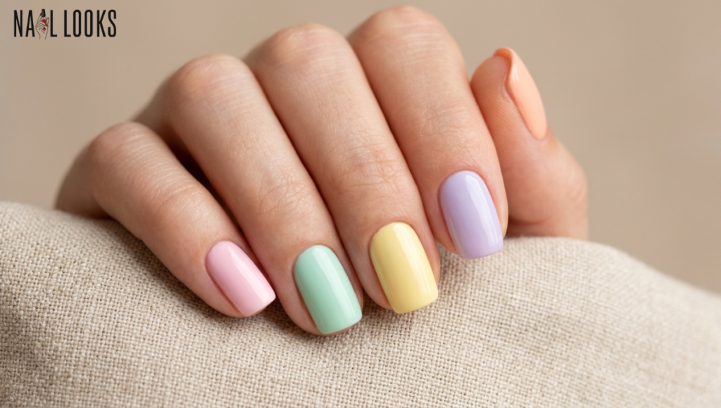 Pastel Rainbow Nails