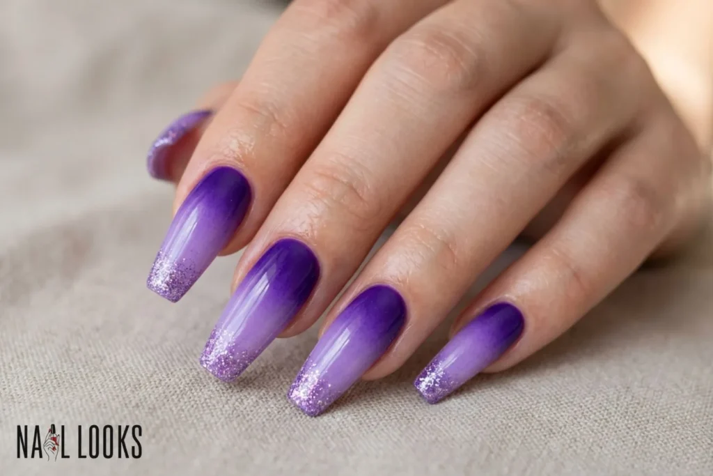 Purple Ombre with Glitter Tips