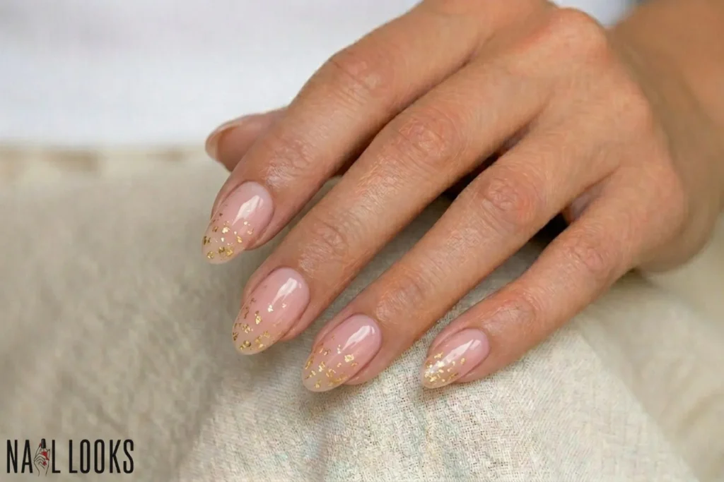 Sheer Pink with Gold Flakes