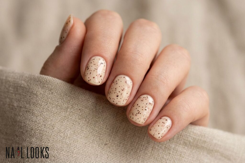 Short Acrylic Easter Nails in Speckled Egg Style