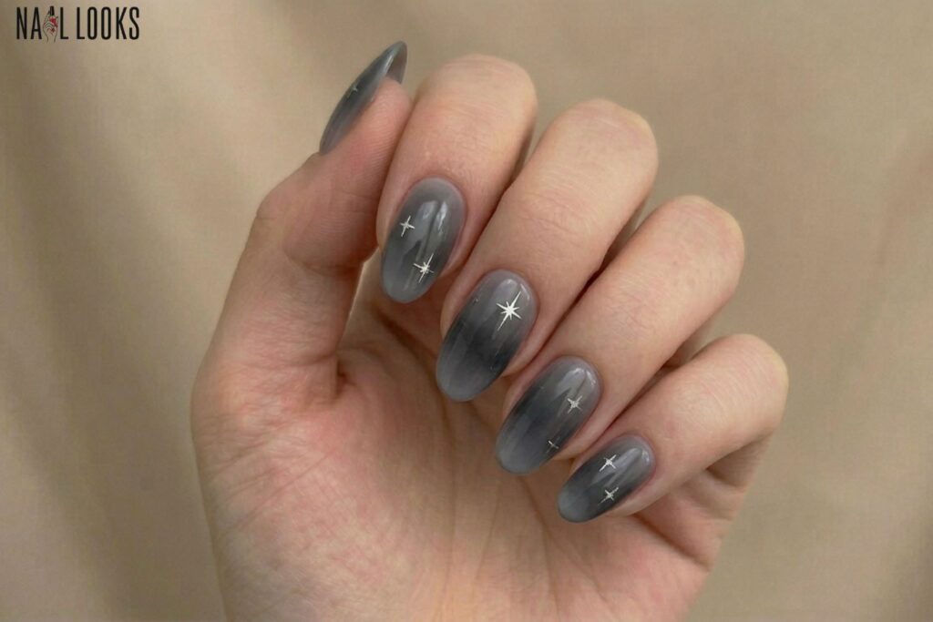 Smoky Gray Ombre with Silver Stars