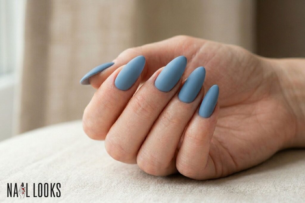 Soft Blue Prom Nails — Dusty Sky Color