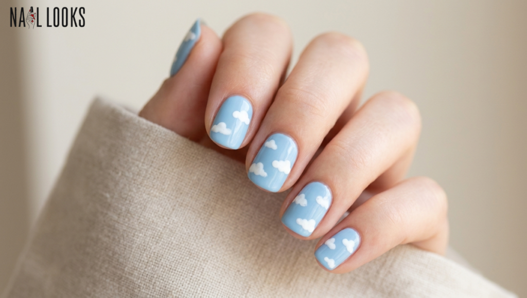 Soft Blue with White Clouds