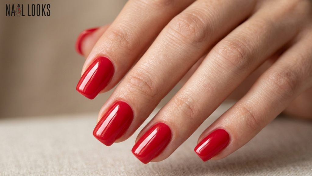 cherry red gel look nails