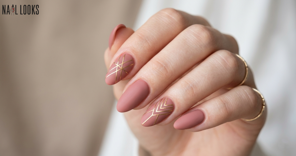 dusty rose matte with geomatric lines