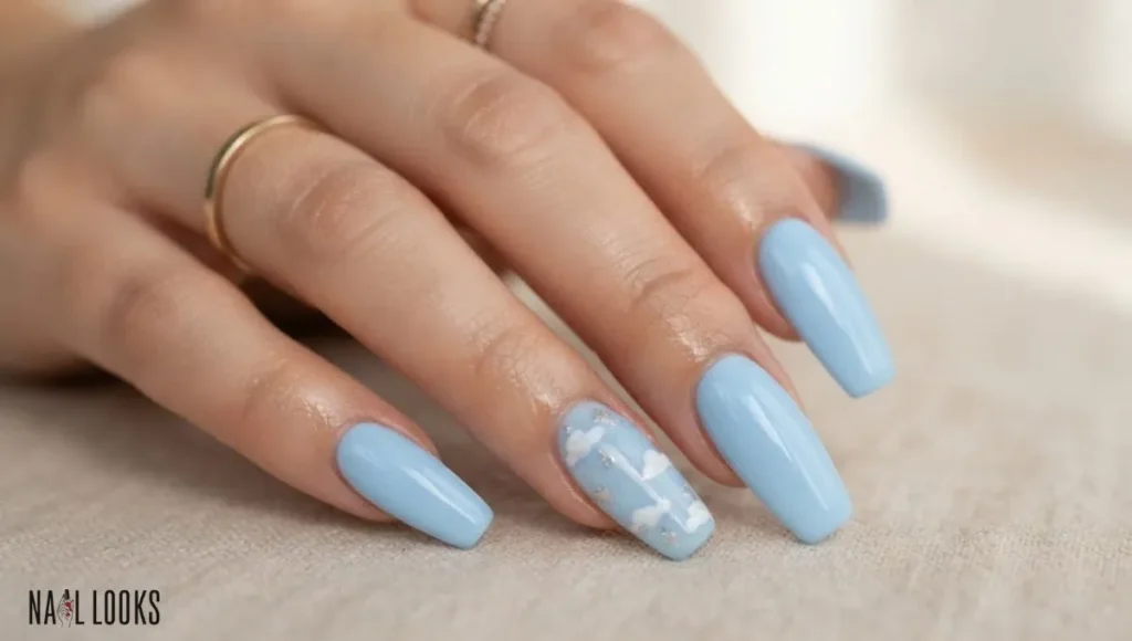 Baby Blue Spring Acrylic Nails