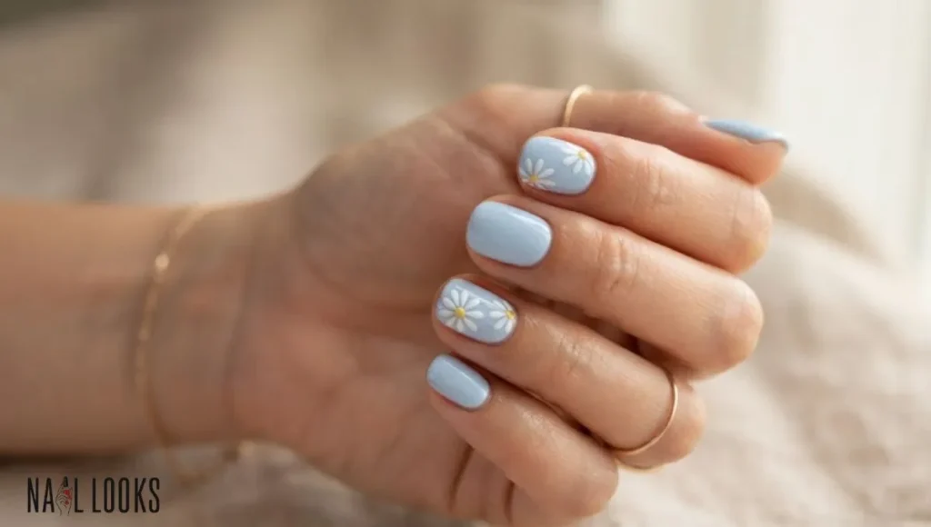 Baby Blue With White Daisy Art