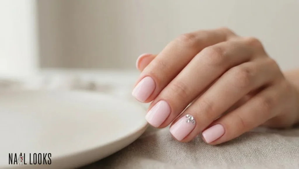 Baby Pink With Rhinestone Accent