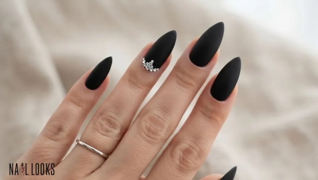 Black Matte With Silver Rhinestones