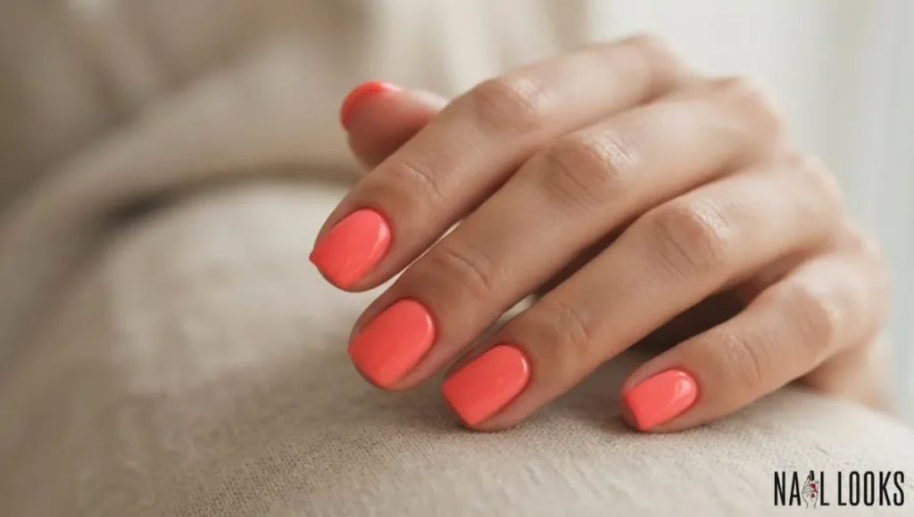 Bright Coral Nails