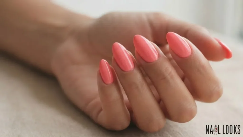 Bright Coral Pink Nails