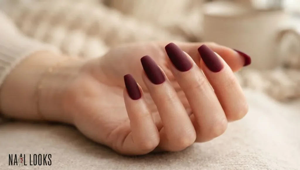 Burgundy Velvet Matte Nails