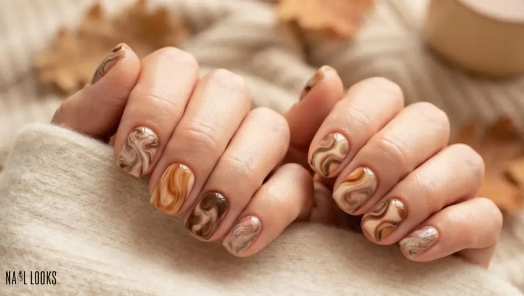 Chocolate Swirl Nails