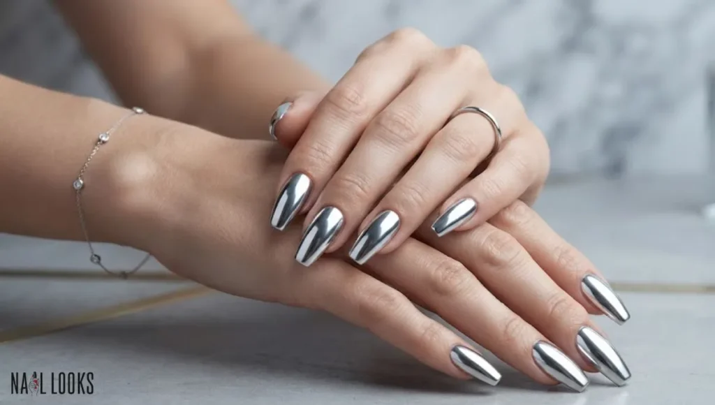 Chrome Silver Ballerina Nails