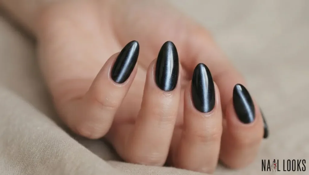 Classic Black Cat Eye Nails