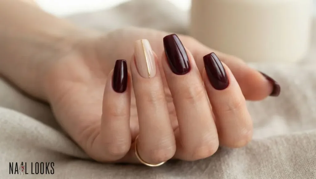 Dark Burgundy With Nude Accent