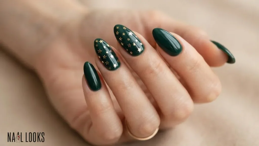 Dark Green With Gold Stars