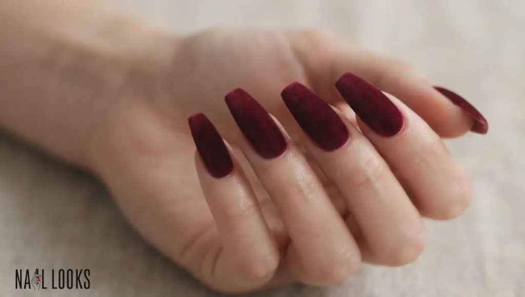 Dark Red Velvet Nails