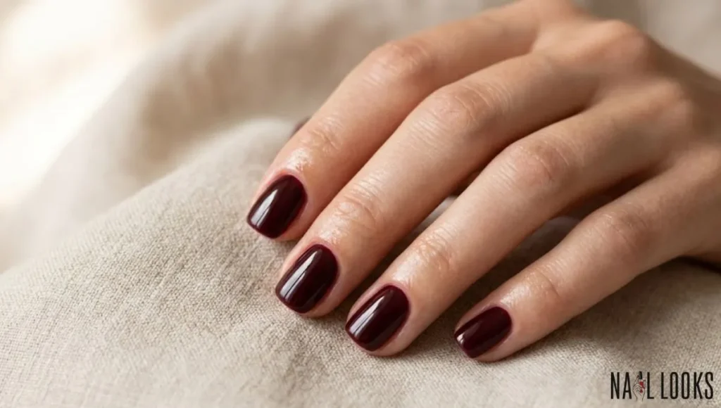 Deep Burgundy Gel Nails