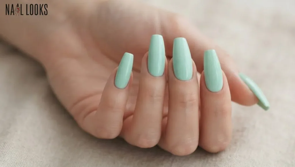 Easter Acrylic Nails in Mint Green