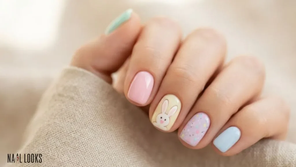 Easter Nail Designs - Pastel Eggs and Bunnies