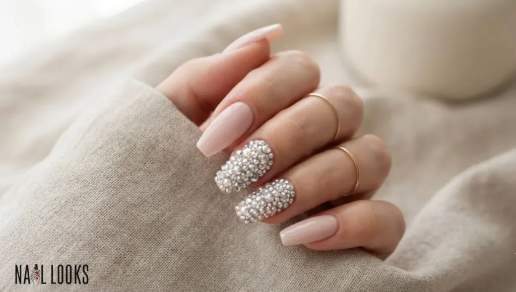 Full Rhinestone Accent Nails