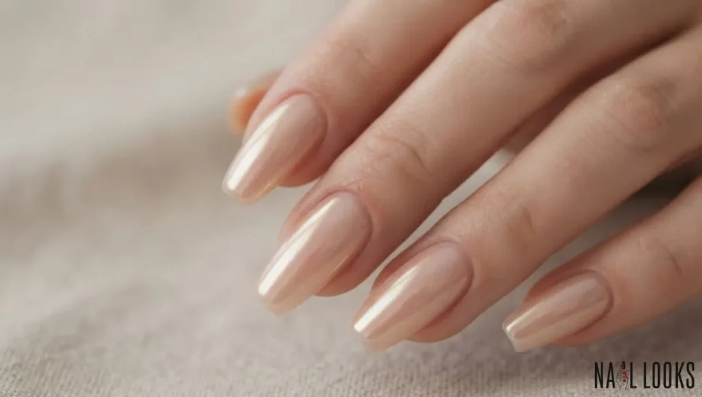 Glazed Chrome Nails in Nude Pink