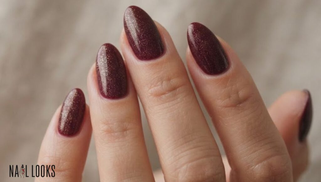 Glitter Burgundy Thanksgiving Nails