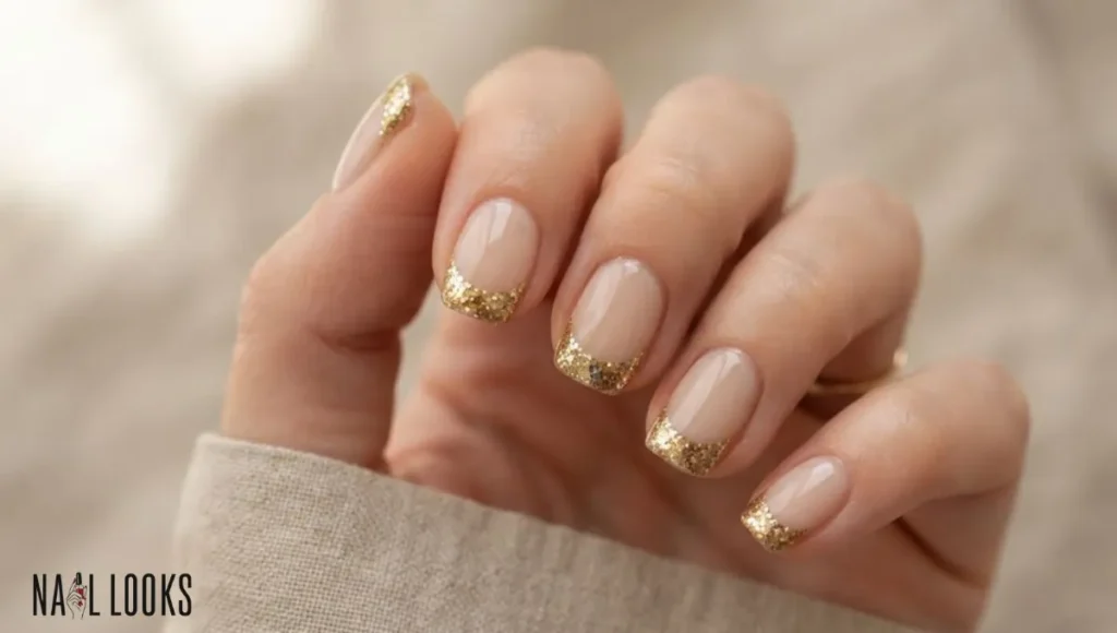 Glitter French Tips in Gold