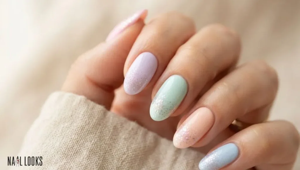 Glitter Tips on Pastel Base