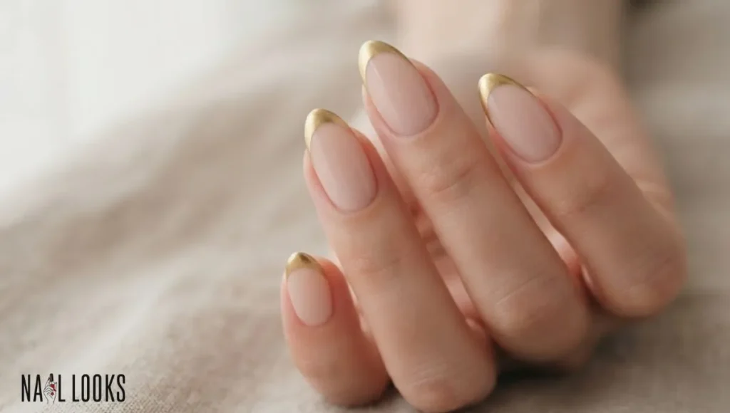 Gold French Tip Nails