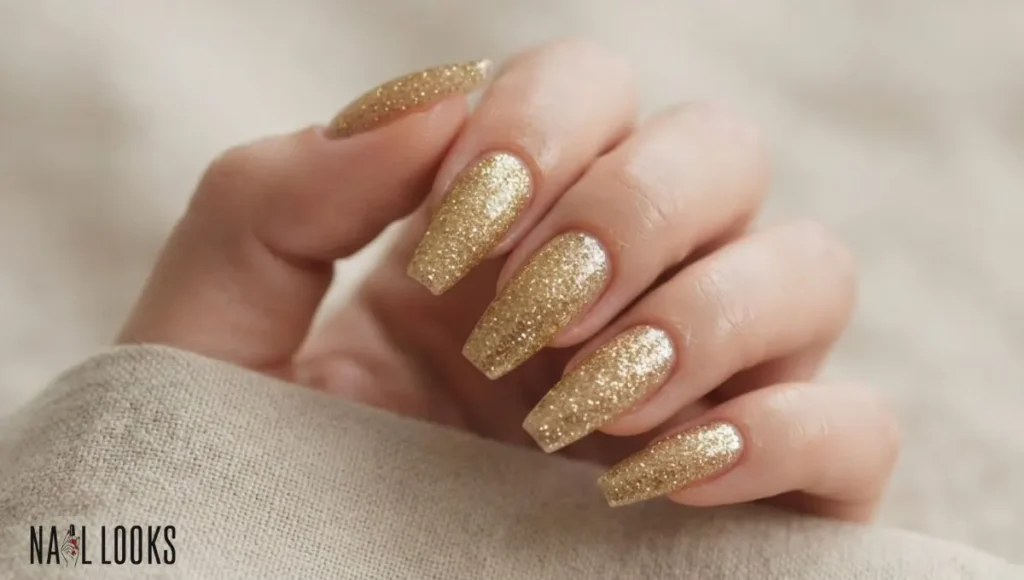 Gold Glitter Nails
