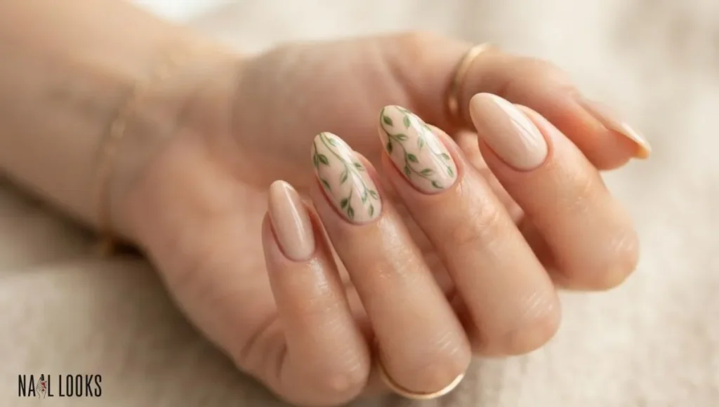Green Leaves and Vines on Nude