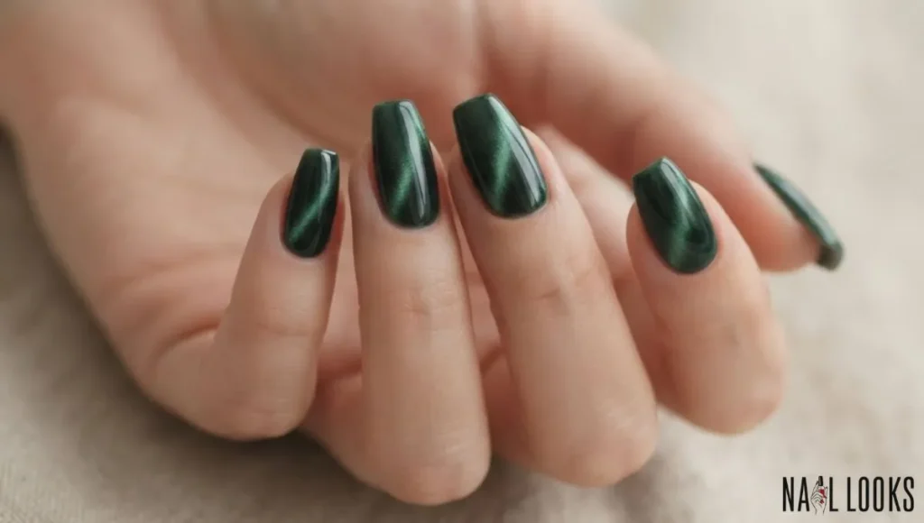 Green Magnetic Gel Nail Ideas