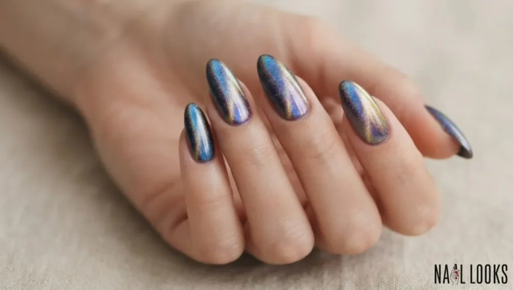 Holographic Cat Eye Nails
