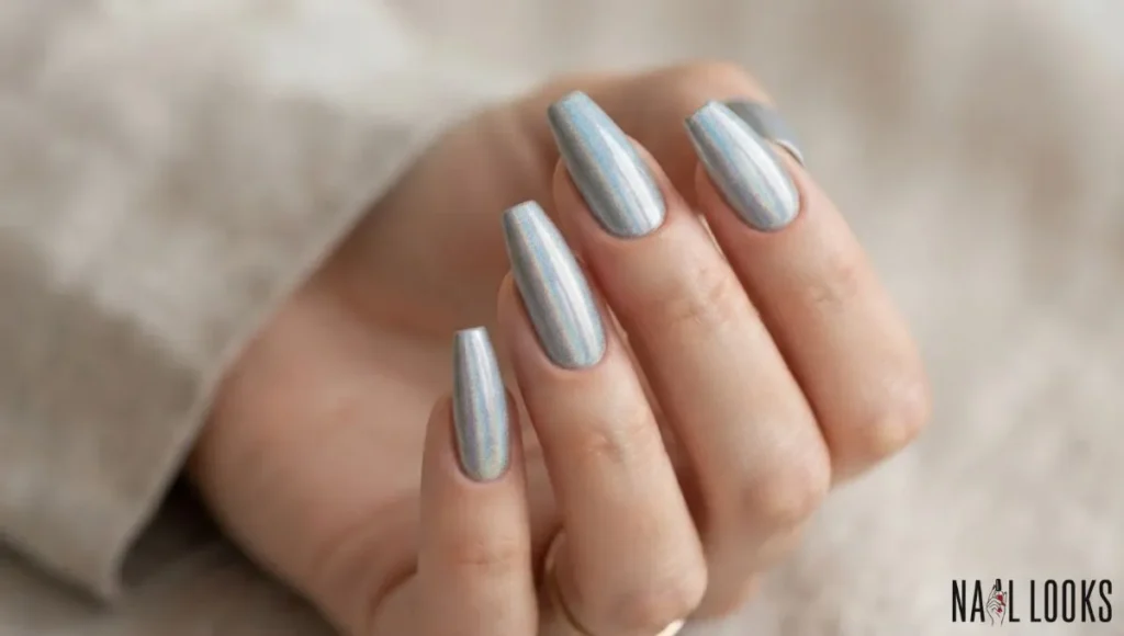 Holographic Silver Nails