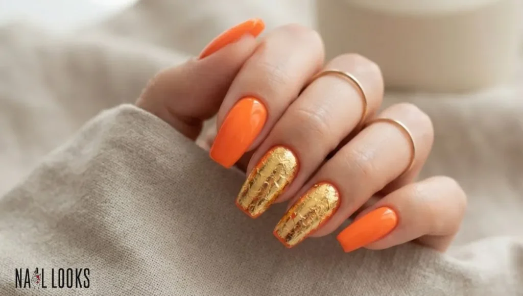 Hot Orange With Gold Foil