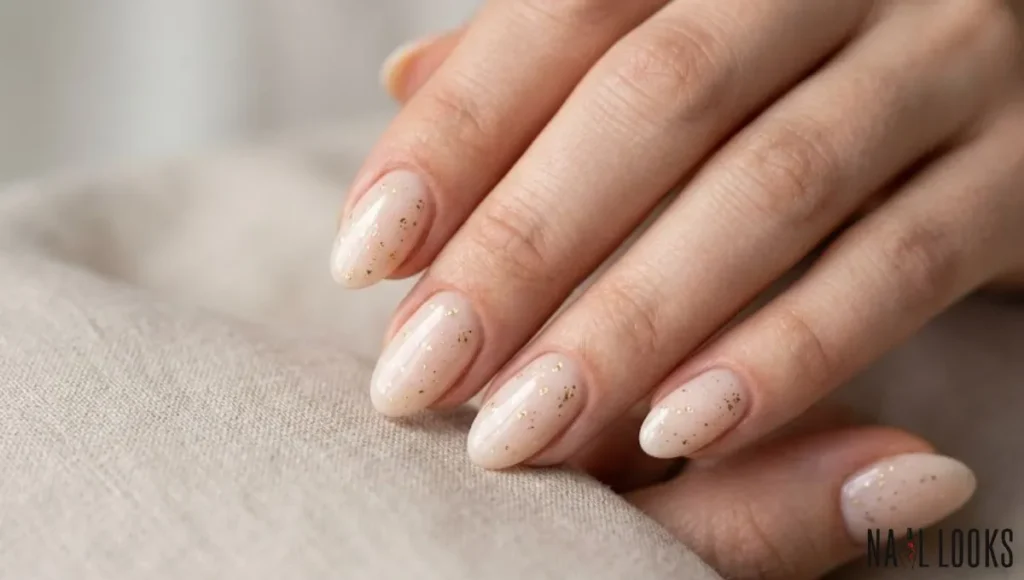 Milky Nude With Gold Flakes