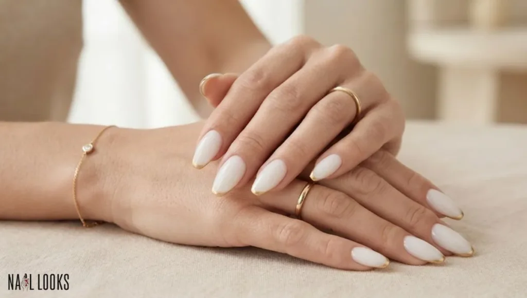 Milky White with Gold Tips