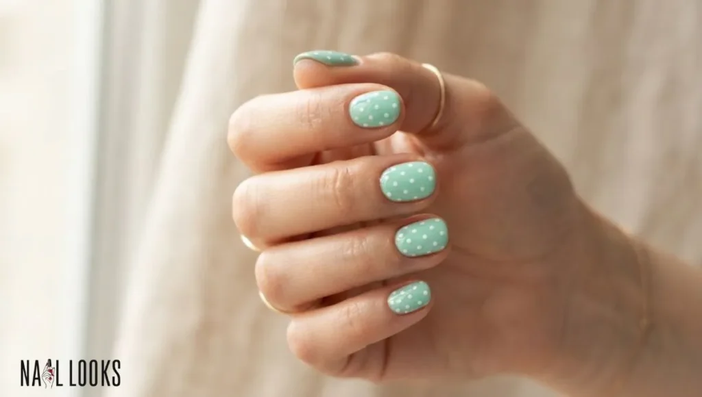 Mint Green With White Polka Dots